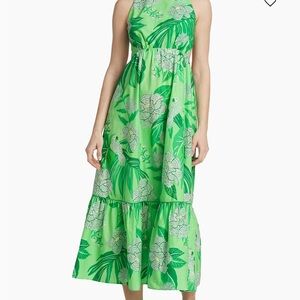 FARM RIO Dewdrop Floral Green Midi Dress S